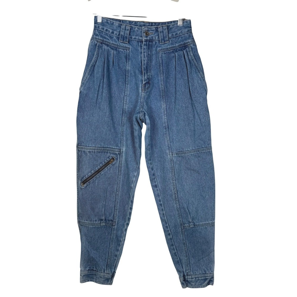 Unionbay Vintage 90s High Waisted Pleated Tapered Cargo Jeans Women Juniors 9